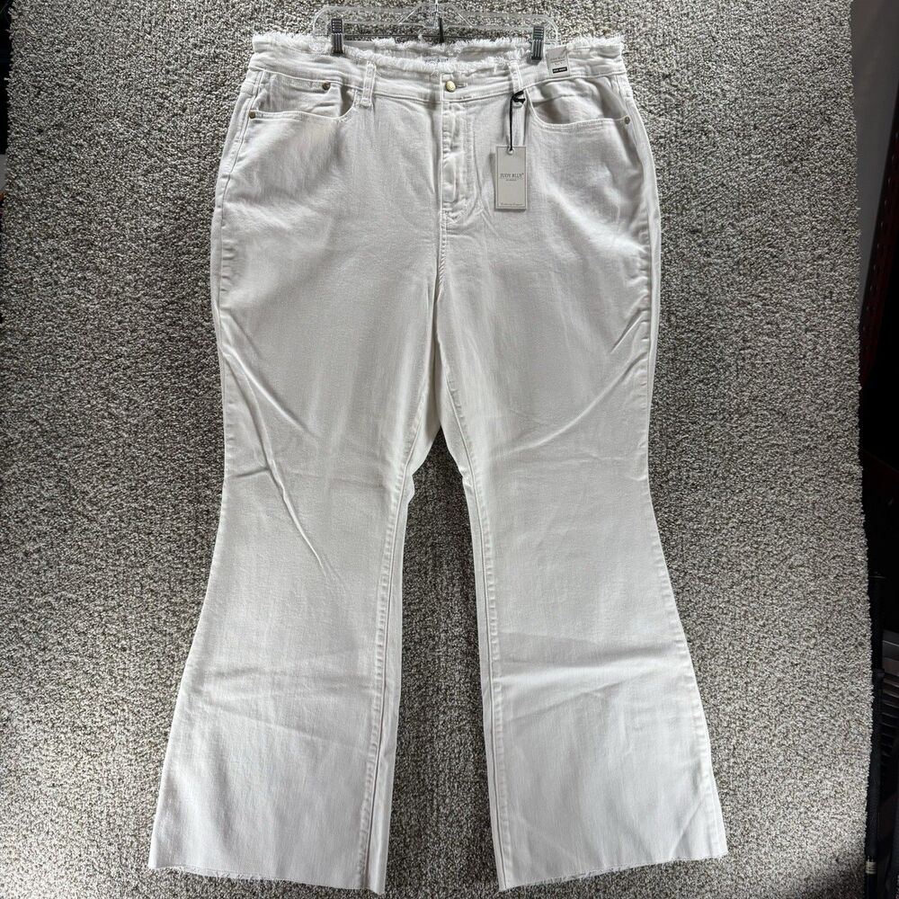 Judy Blue High Waist Flare Jeans Womens 24W White Frayed Raw Hem Wide Leg New